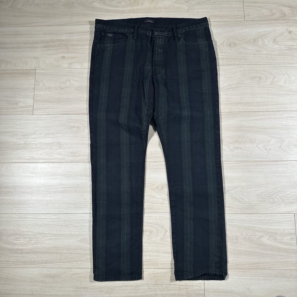 Polo Ralph Lauren Tartan Plaid Sullivan Slim Straight Denim Jeans Men Sz 34 x30